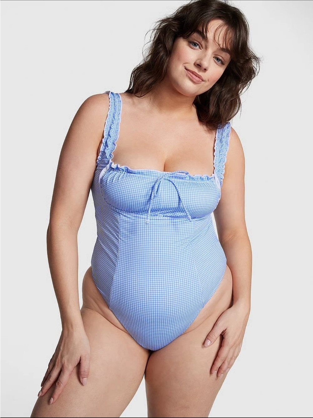 NWT Victoria’s Secret Pink Frankie’s Bikinis Hampton Blue Gingham One Piece XL